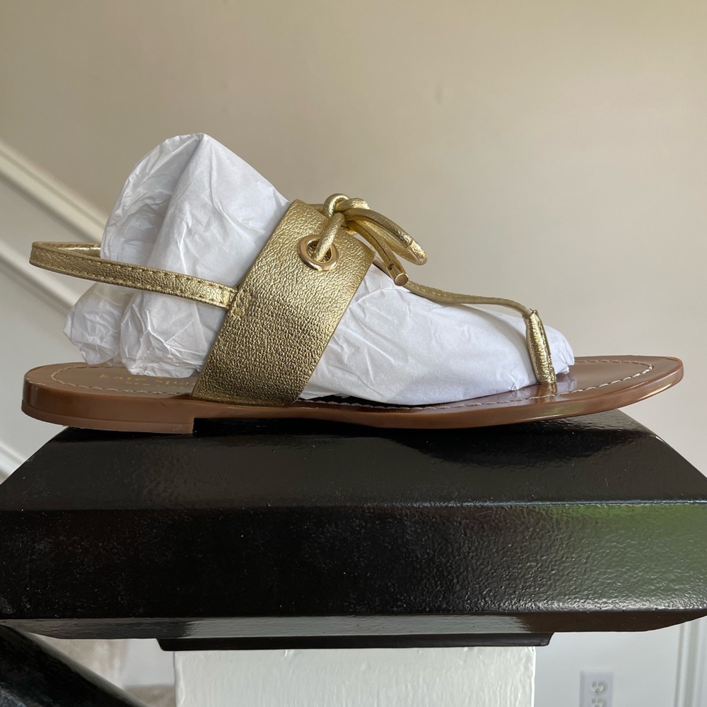 Kate Spade Metallic Gold Bow Sandals - Picture 4 of 14